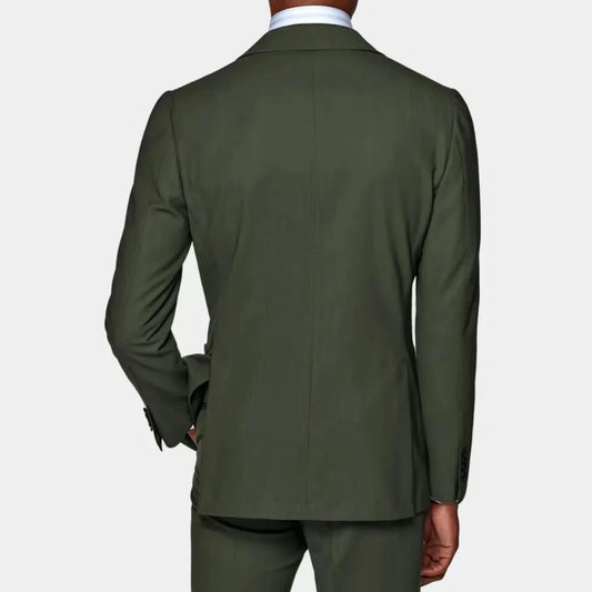 Men Suit 2 Pieces Dark Green Double Button With Lapel For Wedding Groom Banquet Party Business Work Daily Set Jacket And Pants