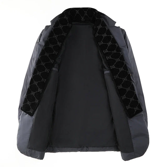 High Quality Men's Handsome down Jacket with Scarf Collar M-6XL Big Plus Size for Middle-Aged Dad Fashionable Outerwear