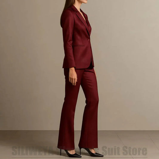 Shiny Satin Women's Suit 2 Piece One Button Blazer and Pants Formal Business Outfit for Office Work Wedding Party Tuxedo