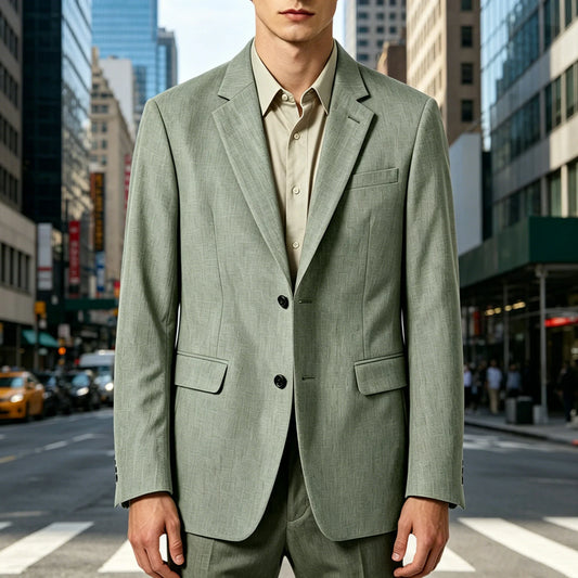 Men's Linen Blazer Slim Fit Business Casual Suit Jacket Notch Lapel Sport Coat Breathable Summer Wear for Formal Wedding Party
