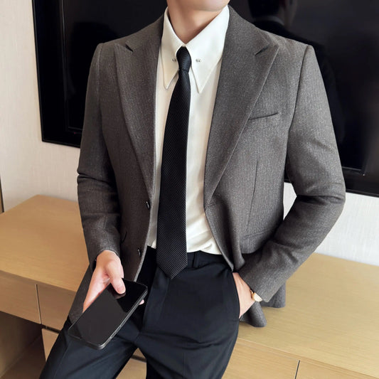Men's Blazer Single Breasted Slim Fit Korean Style Casual Suit Jacket