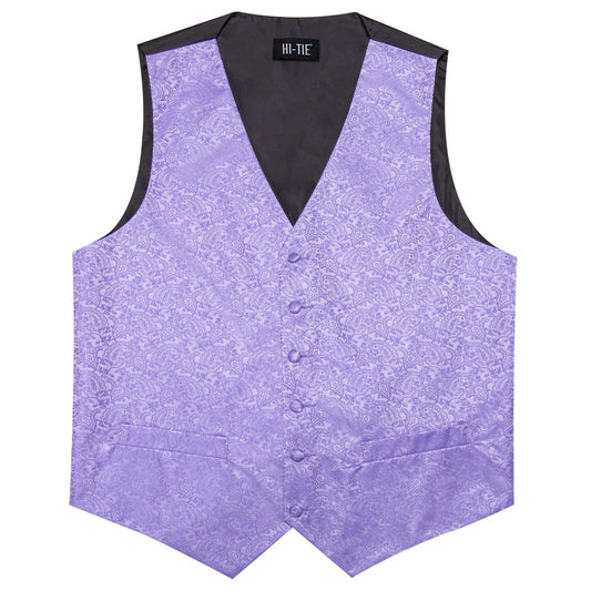 Men's Waistcoat Floral Paisley Vest with Tie Hanky Cufflinks Set for Wedding and Business