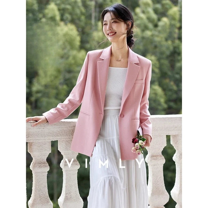 Blazer Woman Long Sleeve Notched Casual Suit Jacket Femmes 2026 Spring Fall Office Wear Loose Button Ladies Blazers A1062