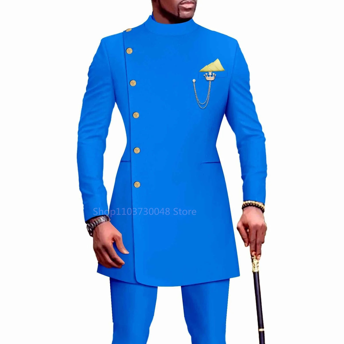 Tenues Homme avec Vêtements Africains Costume de Mariage Homme Blazer et Pantalon 2 Pièces Coupe Slim à Boutonnage Simple pour Dîner et Bal de Promo