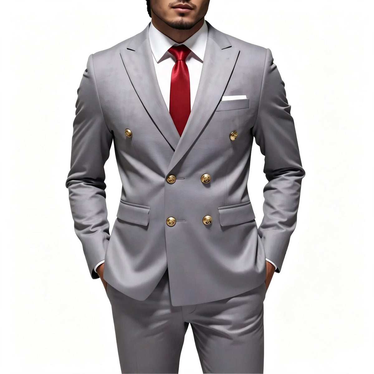 Costume 2 pièces ajusté pour homme, veste de costume et pantalon assorti, pour tenue de cérémonie, d'affaires ou de mariage