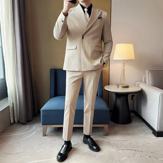 Men's 3-Piece Slim Fit Suit Set – Jacket, Vest & Pants for Wedding, Prom & Business