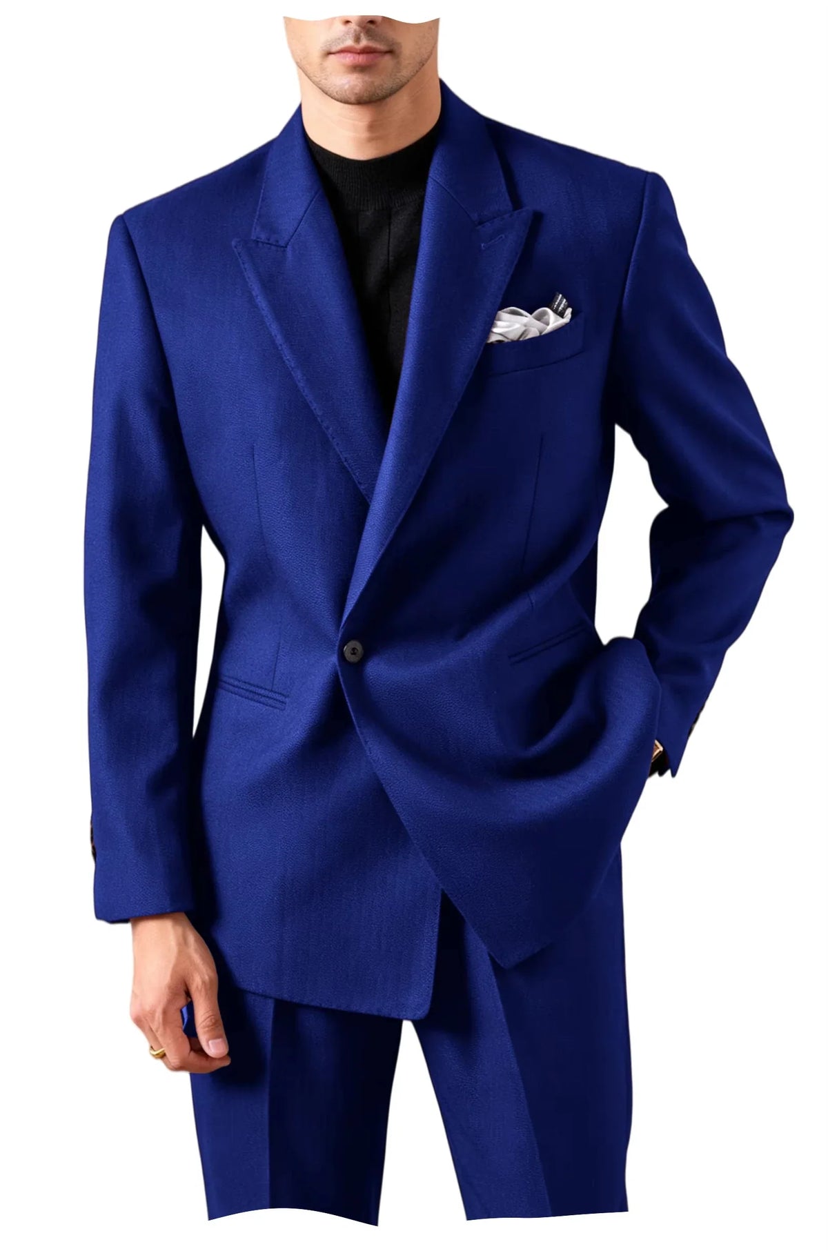 Ensemble de costume pour homme - Veste de smoking ajustée à un bouton et revers pointu - 2 pièces : blazer et pantalon - Décontracté, affaires, mariage, formel