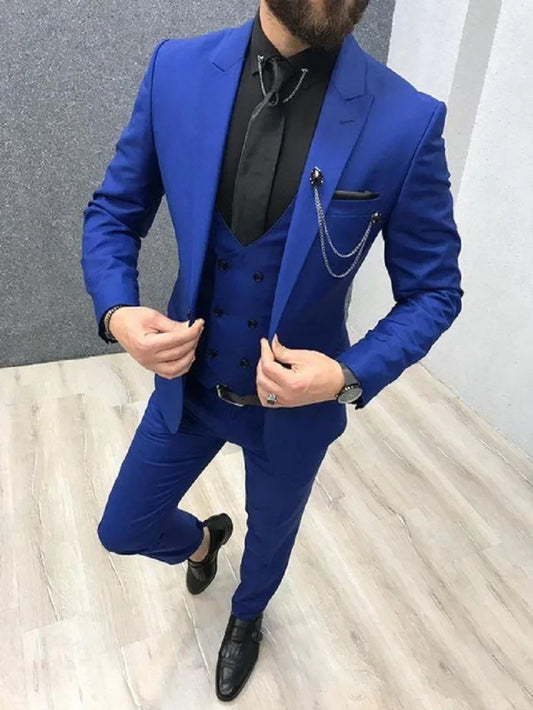 Men Suit For Wedding Double Breasted Vest Slim Fit Groom Suit Italian Handsome Wedding Tuxedos 3 Pieces Jacket+Pants+Vest