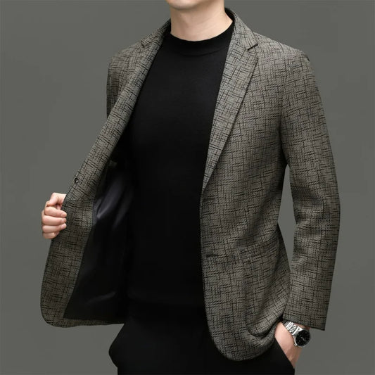 Men's Genuine Leather Blazer – Sheepskin Smart Casual Suit Jacket