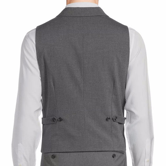 Men Vest Single Button Lapel Solid Waistcoat for Wedding Banquet Office Business