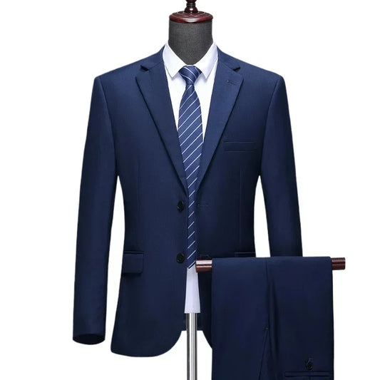 Men's Slim Fit Solid Suit – Business Formal & Wedding Suit for Men in Plus Sizes S–8XL