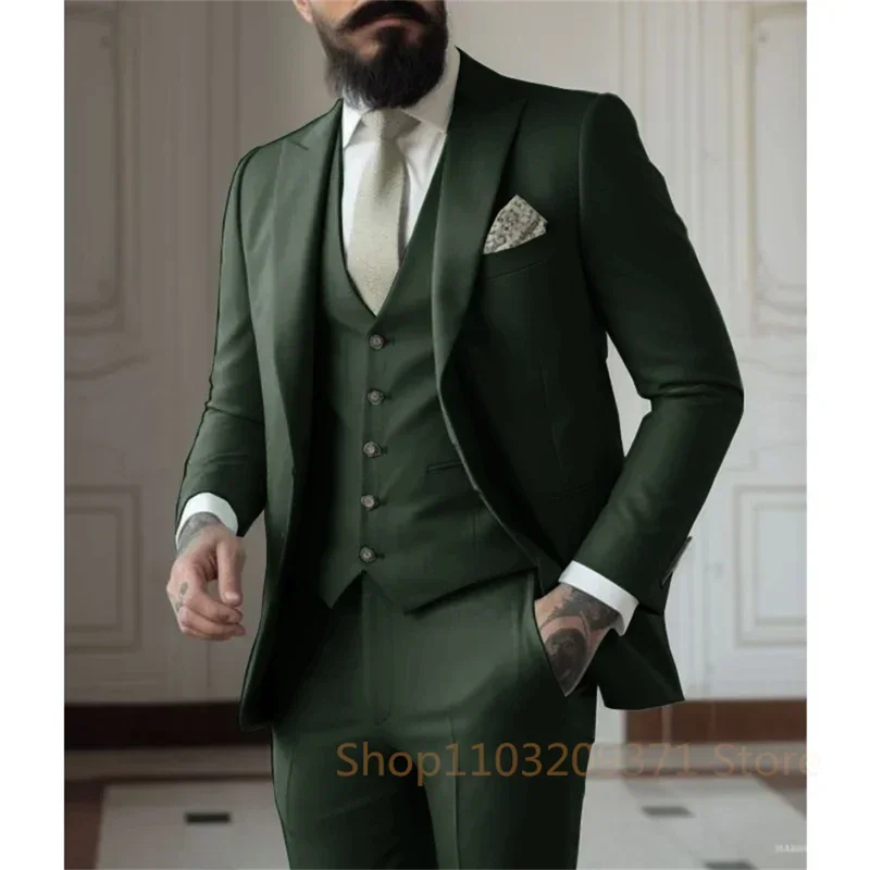 Costume homme vert clair 3 pièces, pour mariage, tenue de travail, ensemble veste, gilet et pantalon, Blazers homme, Mode