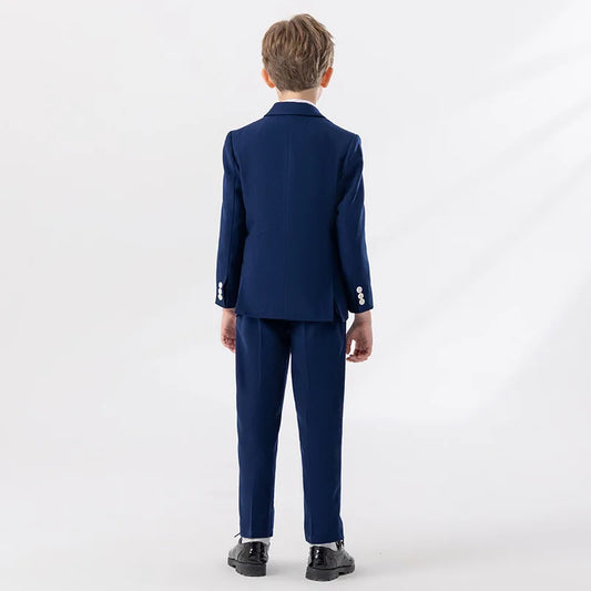 Kids 4Pieces Cerenmony Suit Set With Jacket Vest Pants Bowite Flower Boys Wedding Dress Children Birthday Photography Outfit