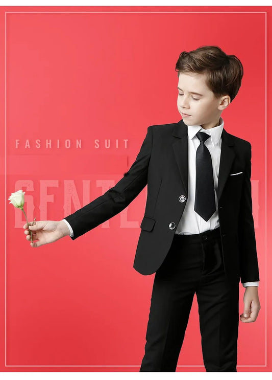 Children Black 007 Skinny Cosplay Suit School Kids Piano Violin Performance Photograph Dress Boys Host Ceremony Tuxedo Costume