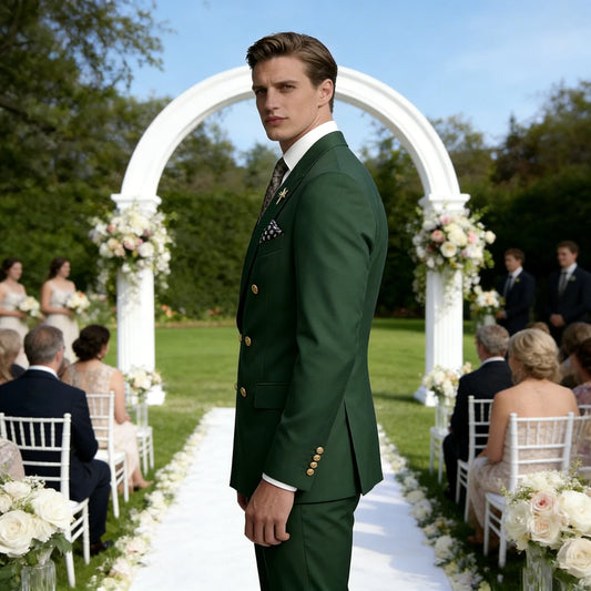 Men's Double Breasted Suit 2-Piece Slim Fit Blazer and Pants for Wedding, Prom & Business
