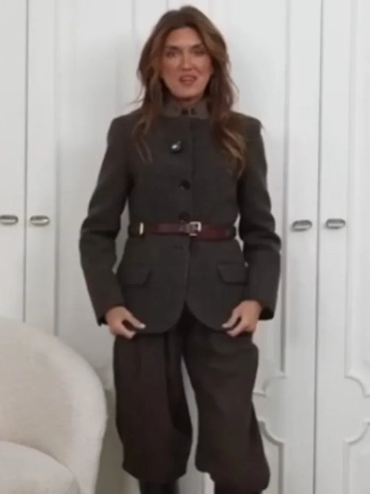 Women Fashion Long Sleeve Pockets Stand-up Collar Blazer Female Autumn Single-Breasted Casual High Street Commuter Jacket
