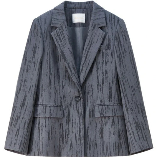 Women's Design Sense Blazers 2026 Autumn Single Button Closure Long Sleeve Elegant Casual Slim Suit Jacket 153XC2939