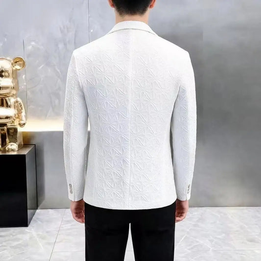Men's Slim Fit Stand Collar Blazer | Smart Casual Single Breasted Jacket for Men | White, Black & Khaki