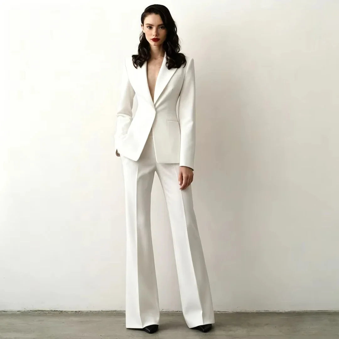 Tailor Made Women's Suit Slim Fit Notch Lapel 2 Pcs Workplace Style Blazer Female Business Work Wear (Jacket+Pant)
