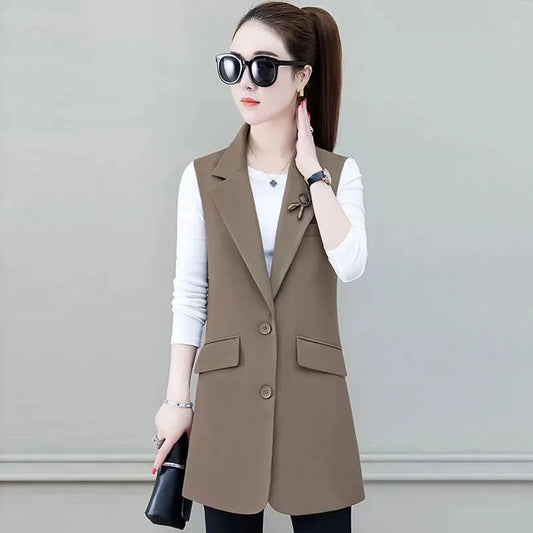 Women New Spring Autumn Korean Sleeveless Suit Jacket High-end Vest Jacket Female Spring Trend Sleeveless Suit Shoulder Vest