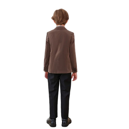 Boys Formal Wedding Birthday Party Wear Kids Piano Host Speech Performance Costume Children's Blazer Pants Bowtie