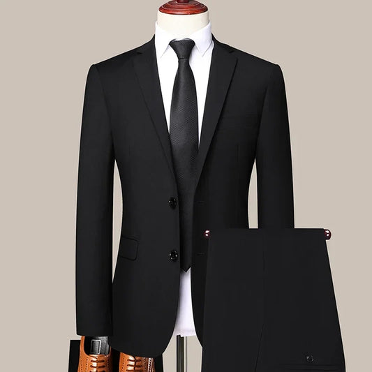 Men's Fitted Suit – Smart Casual All-Season Single Breasted 3-Piece Set
