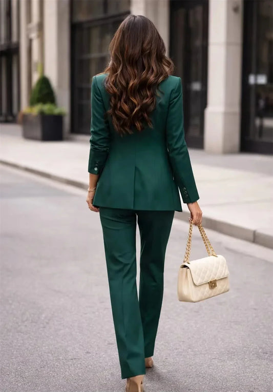 Charming Green Women’s Suit 3 Pcs Women Tuxedo Suit Blazer Dress Prom Slim Formal Office Lady Blazer Sets Jacket+Vest+Pant
