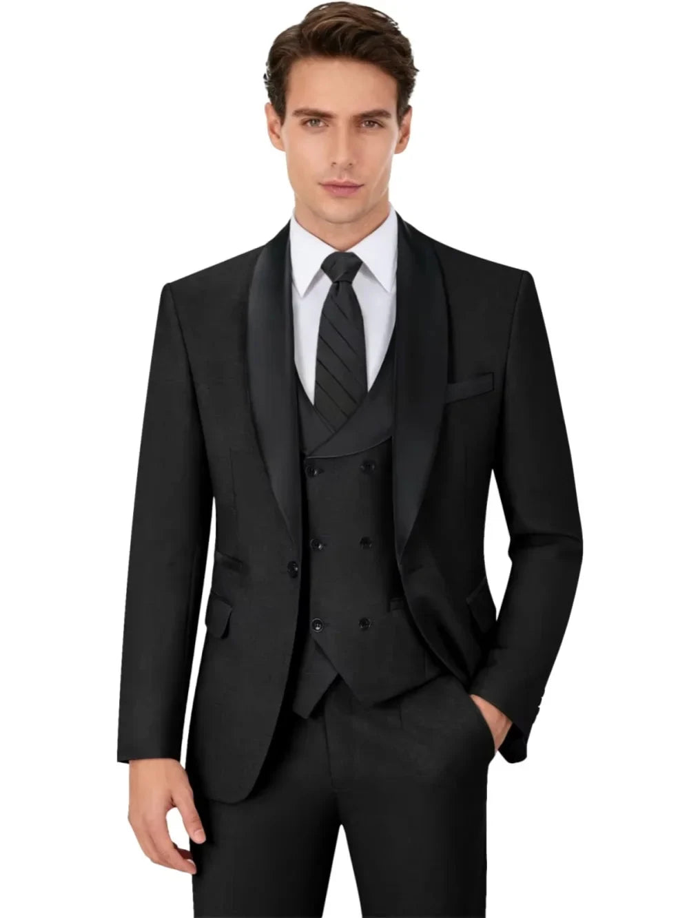 Multi-colors Men's Handsome Suits 3 Pieces Banquet Party Wear Classic Shawl Lapel Suit Set Wedding Groom Sets Plus Size Tuxedo