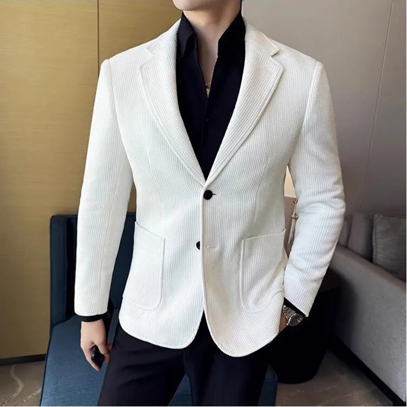 Autumn Winter New Chenille Velvet Suit Jacket Men's Casual Business Fashion Formal Party Coats Tailcoat Men's Clothing 4XL-M