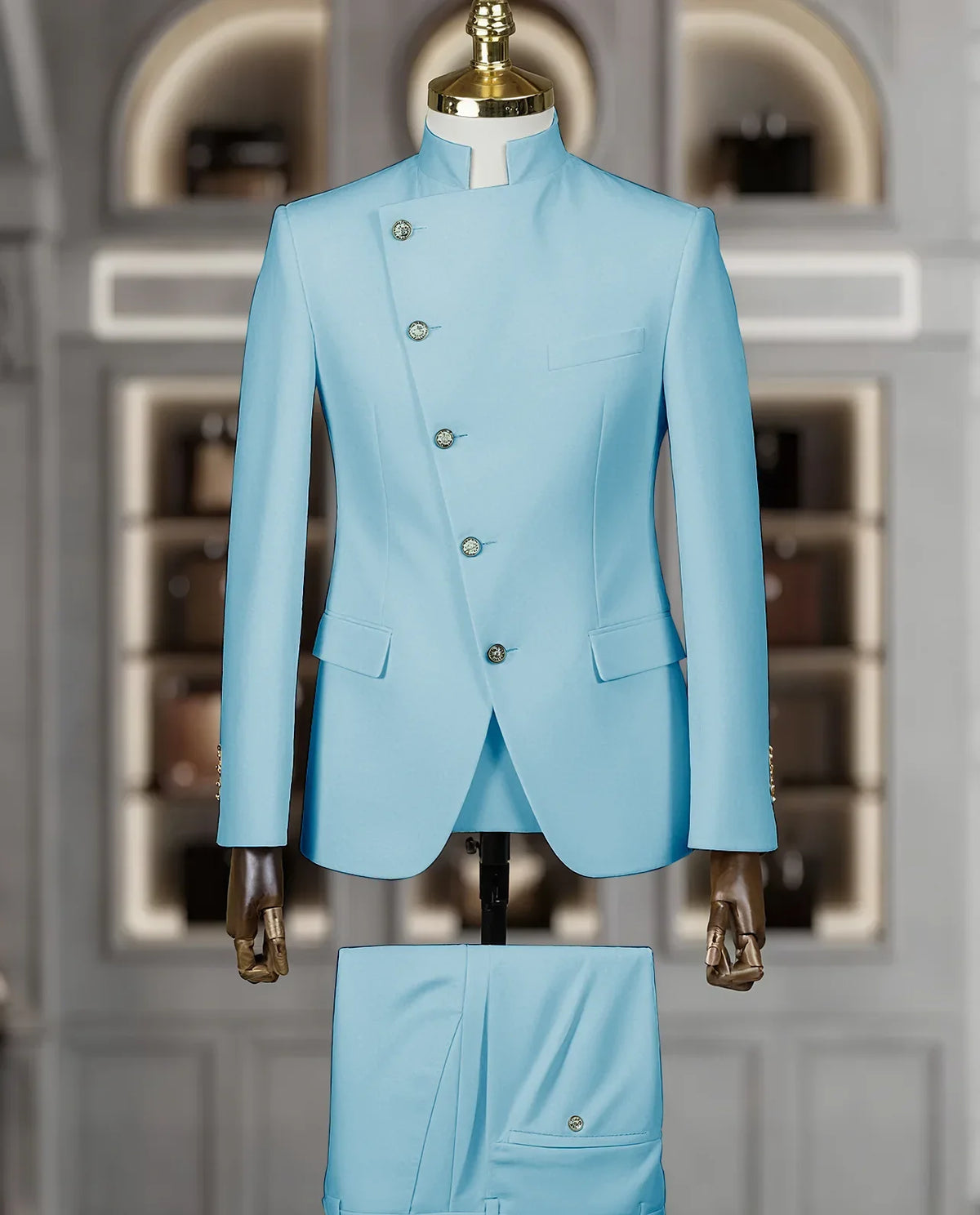Costume Homme Cintrée 2 Pièces Uni pour Marié, Ensemble Blazer et Pantalon, Formel et Élégant, pour Fête, Bal de Fin d'Année, Banquet (Veste + Pantalon)