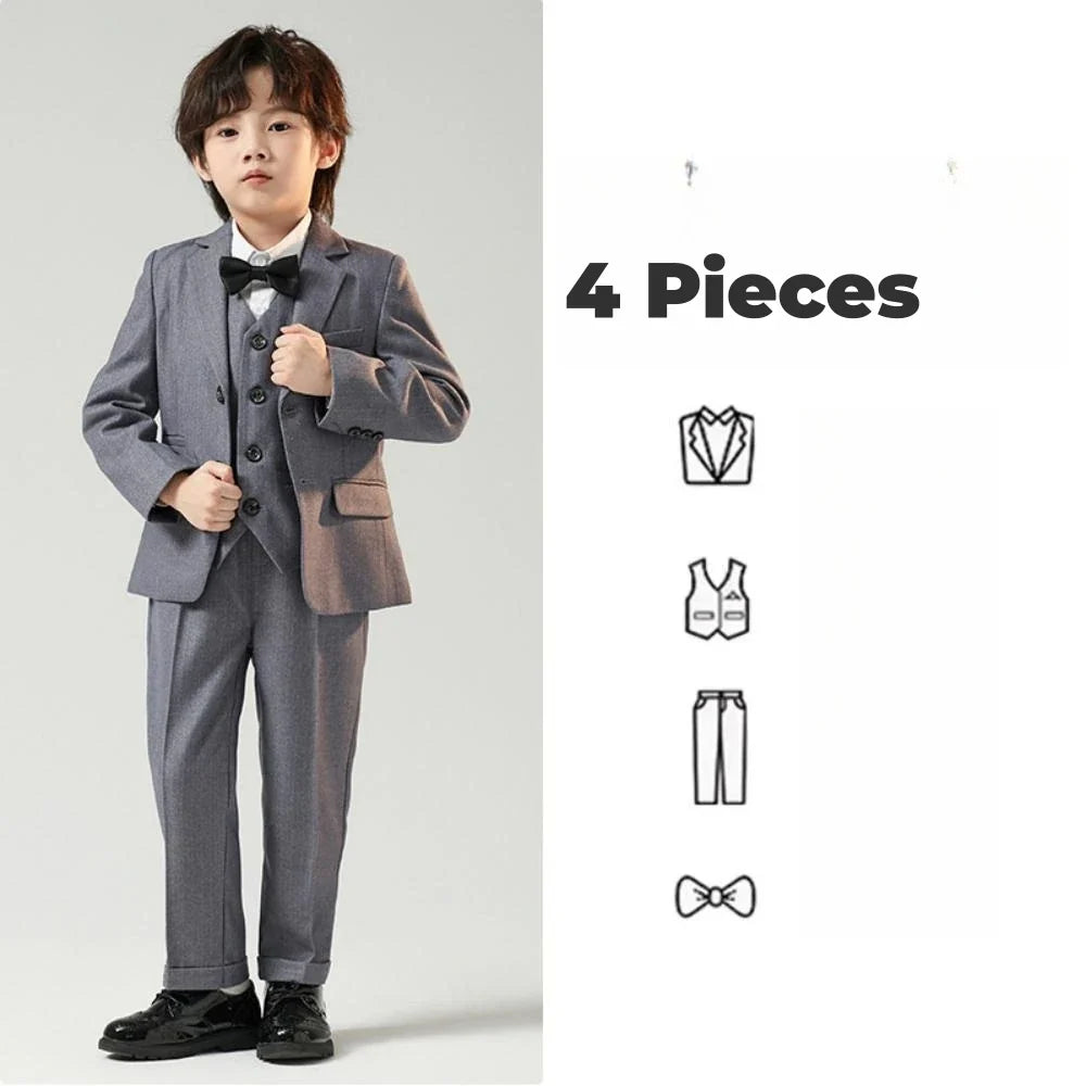 Txjojn Plus Size Kids Tuxedo 4 Pieces,Formal Handsome Boys Suits Party Wear,Notched Lapel Children's Fashionable Suit Set