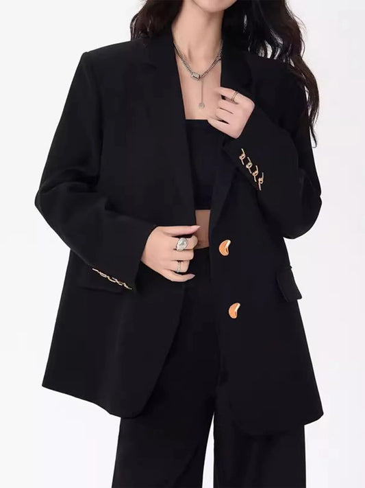 Women's Black Blazer Jacket Y2k 2000s Vintage Suit Coat Casual Elegant Loose Suit Jacket Outerwear for Women Spring Autumn 2026