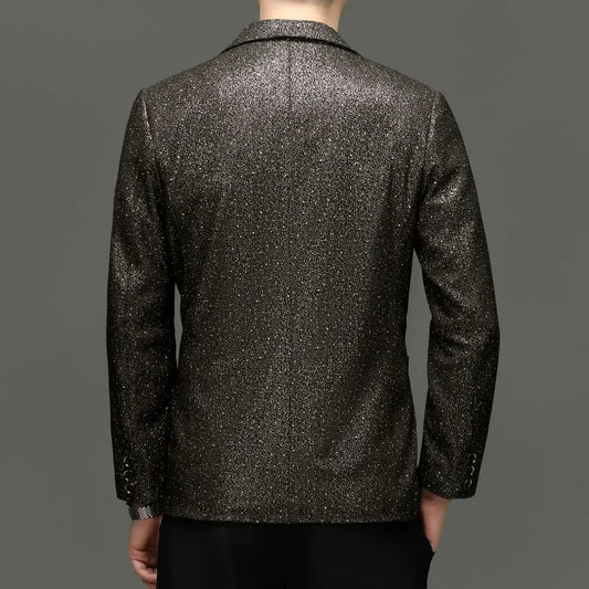 Men's Sheepskin Leather Blazer – Slim Fit Single Breasted Smart Casual Suit Jacket