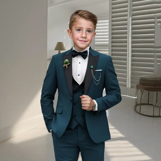 Boys Formal Suit Set 4 Piece Slim Fit Kids Wedding Suit Purple Tuxedo Ages 2–14