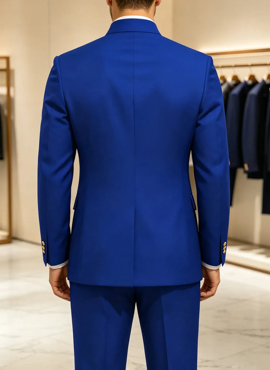 2 Pieces Mandarin Collar Safari Suits for Men Regular Fit Single Breasted Gold Button Jacket Pant Formal Set African Outfits