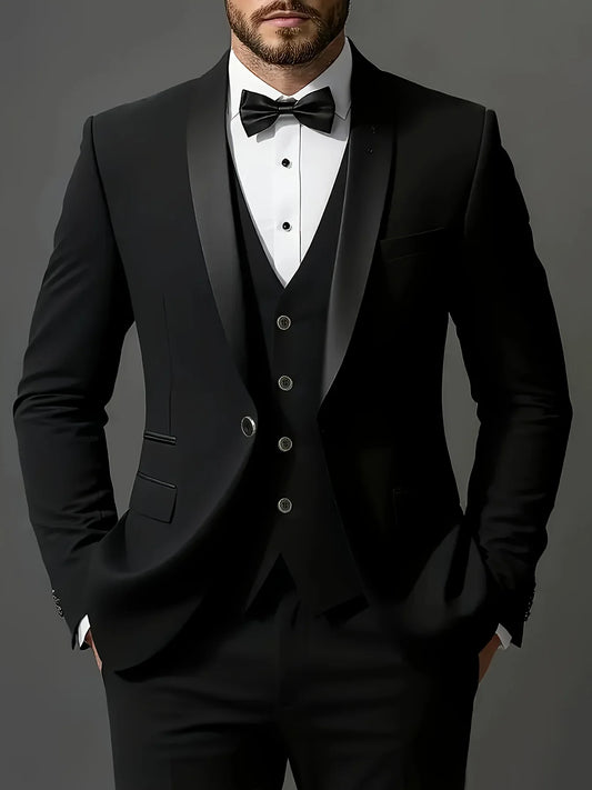 Ensemble de costume habillé pour homme, coupe ajustée, décontracté pour affaires, smoking de mariage, manches longues, revers crantés, marié