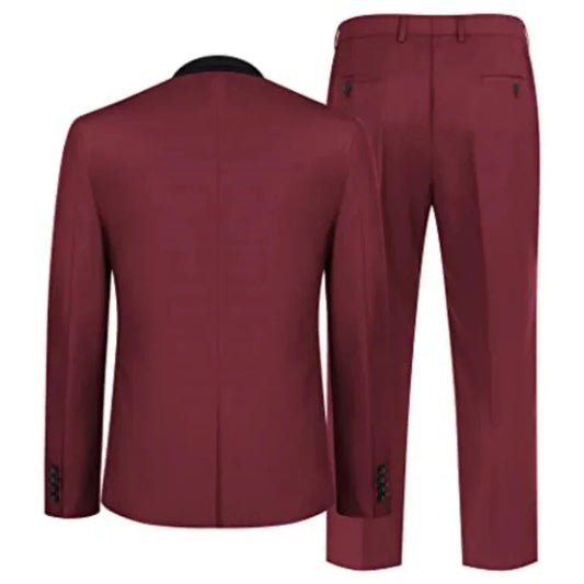 Men Suit 2 Piece White With Black Peaked Lapel Single Button Business Casual For Wedding Groom Banquet Work Jacket And Pants