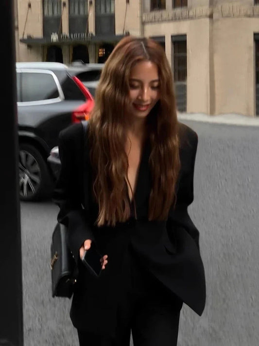 Fashionable Slim Fit Black Blazer for Women 2026 Spring and Autumn New Arrival Solid Color Slimming Casual Long Sleeve Blazers