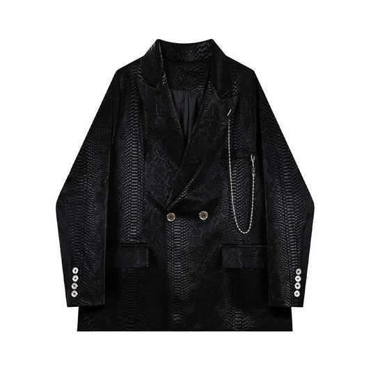 Women Black Gothic Long Sleeve Emo Blazer Jacket Fashion Vintage Harajuku 2000s Snake Pattern Suit Coat Outerwear Clothes Autumn