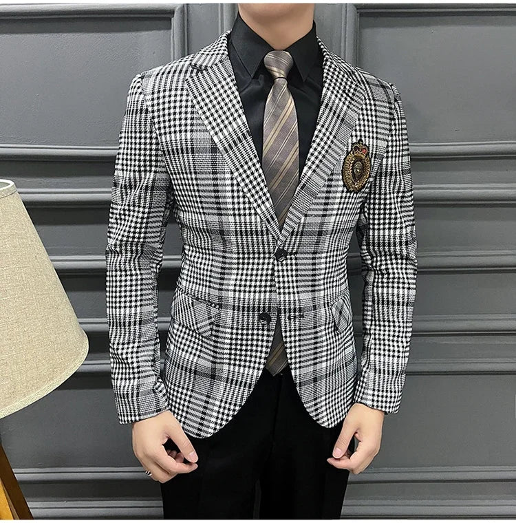 Blazer Masculino Men's Fashion Business Casual Professional Dress Wedding Gentleman Hosts The British Style Slim-fit Suit Blazer