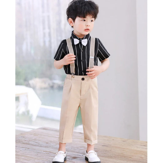 2026 New Summer Comfortable Kids Overalls Sets 4 Pieces Performance Costumes Children's Fashionable Jumpsuit For Graduation