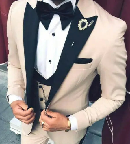 latest fashion Costume peak lapel men's suit jacket groom wedding ball business dress 3 piece slim fit tuxedo terno masculino