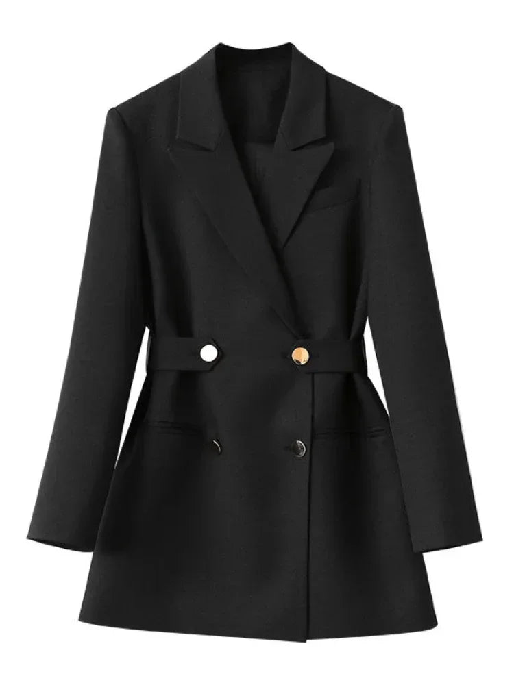 Women Suit Blazer Elegant Coat Spring Autumn Fashion Korean Blazer Luxury Double Breasted Jacket Solid Ladies Tops Clothes