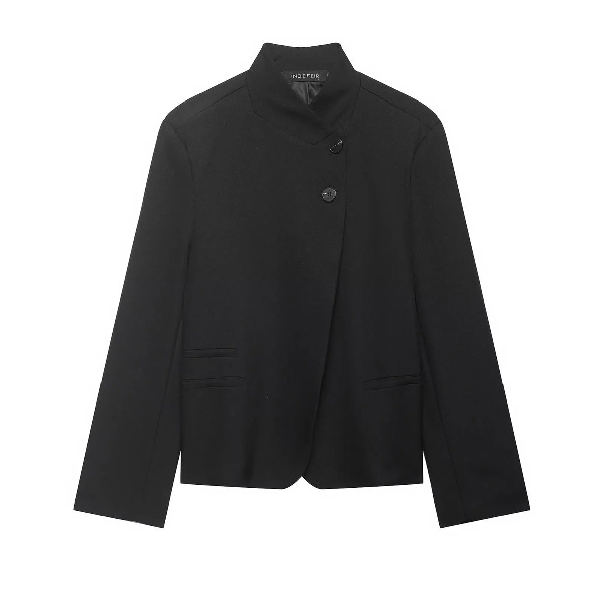 Elegant Women Solid Blazer Coat Spring Autumn Turtleneck Long Sleeve Single Breasted Straight Blazer Female Chic Suit Jacket