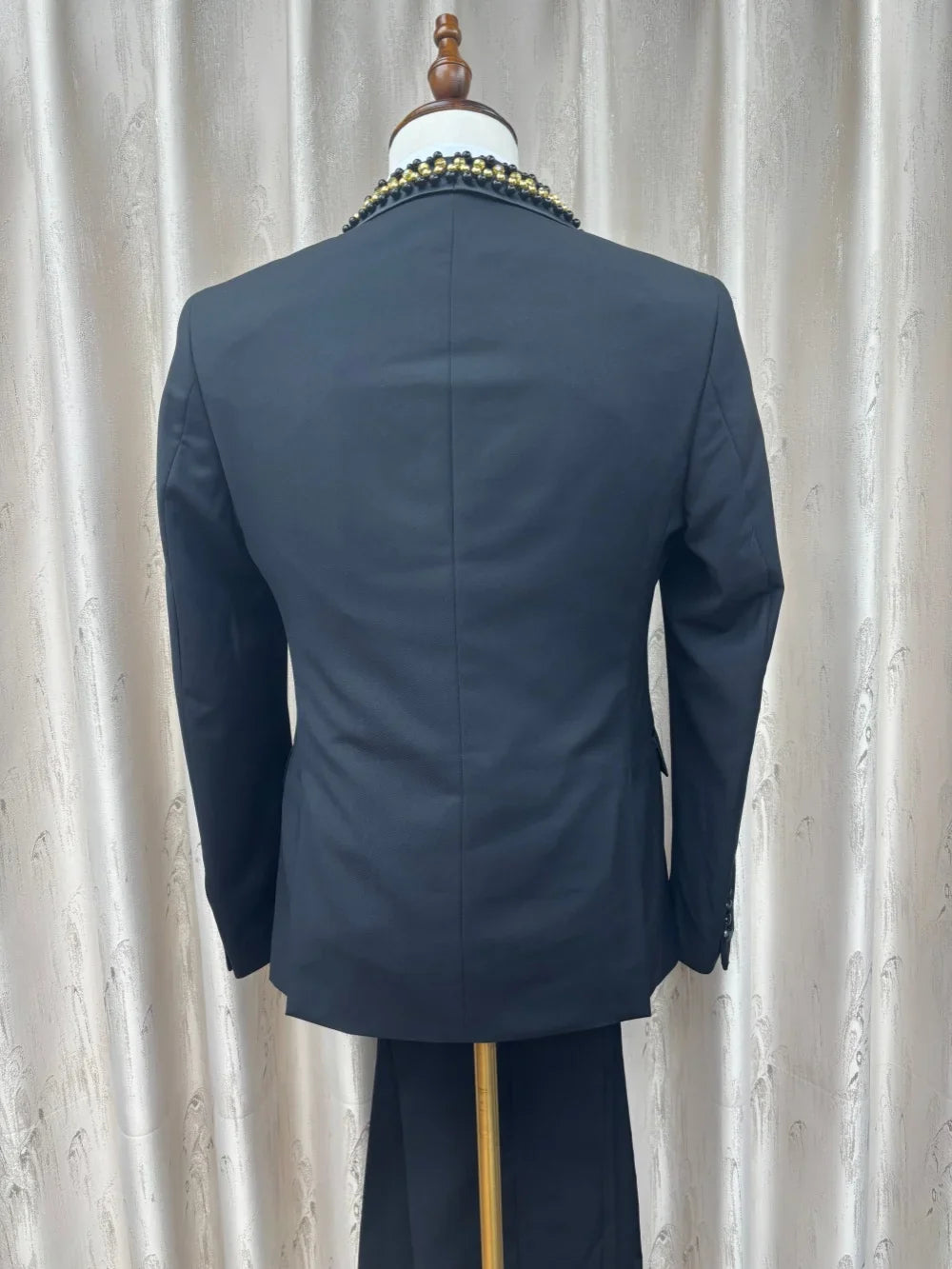 Luxurious Pearls Man Slim Fit Suits 3 Pieces Birthday Party Wear Handsome Shawl Lapel Men's Suit Set Wedding Groom Sets S-3XL