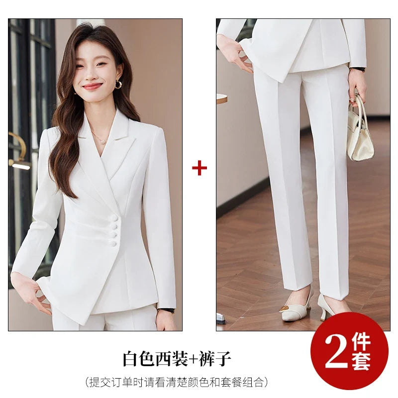 Fashionable Business Women's Clothing, Boutique Long-Sleeved Two-Piece Pants + Blazer, New Style in 2025