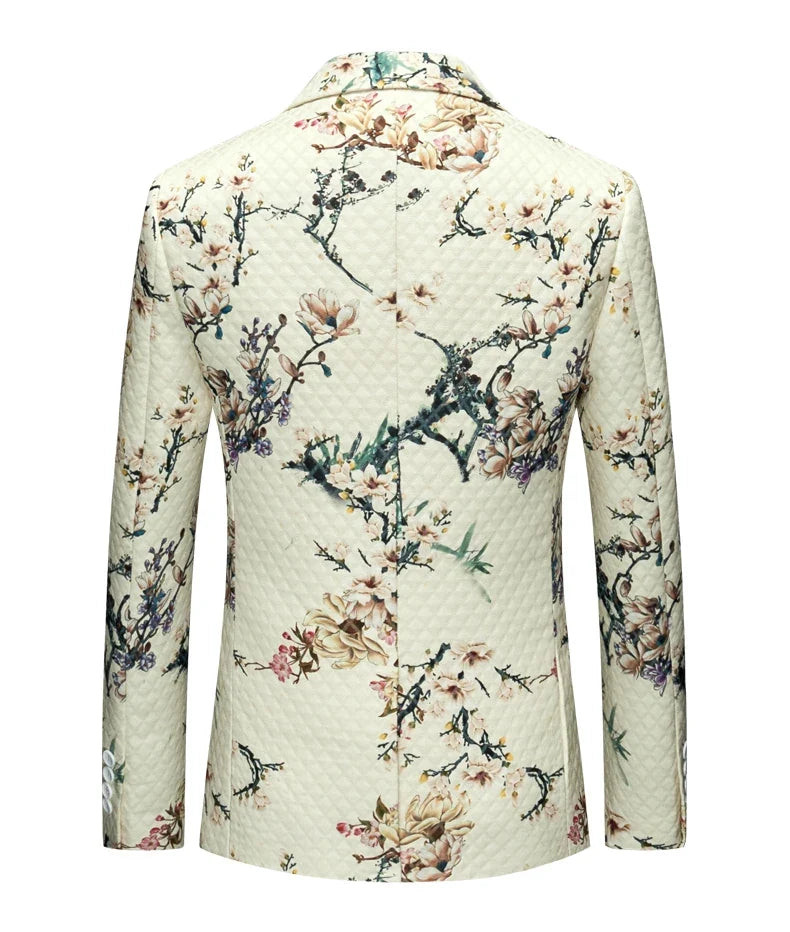 Men's Slim Fit Business Casual Blazer 2025 Stylish Print Boutique Hombre Costume De Luxe Fashionable Men's Suit Blazer