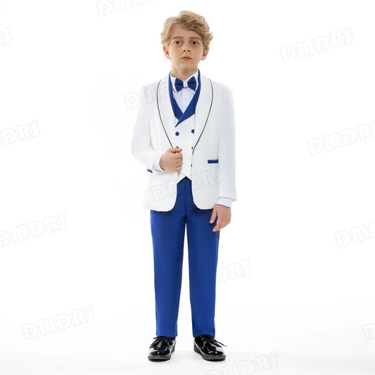 Boys Suit Set 4-Piece Kids Formal Tuxedo Royal Blue Wedding Outfit
