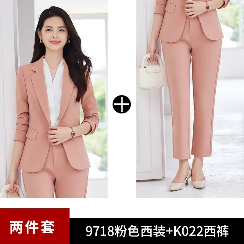 Fashionable professional women's clothing, high-quality two-piece pants + blazer. Exquisite, elegant, comfortable