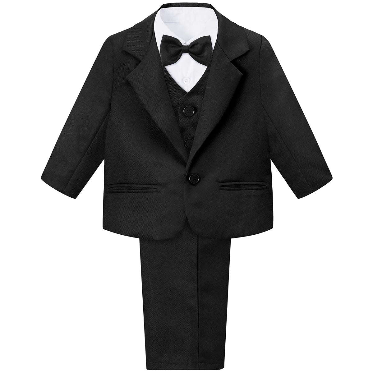 Baby Suit Toddler Tuxedo Infant Boy Tux Formal Wedding Birthday Gentleman Dress Ring Bearer Outfit Black 6 Months to 3 Years